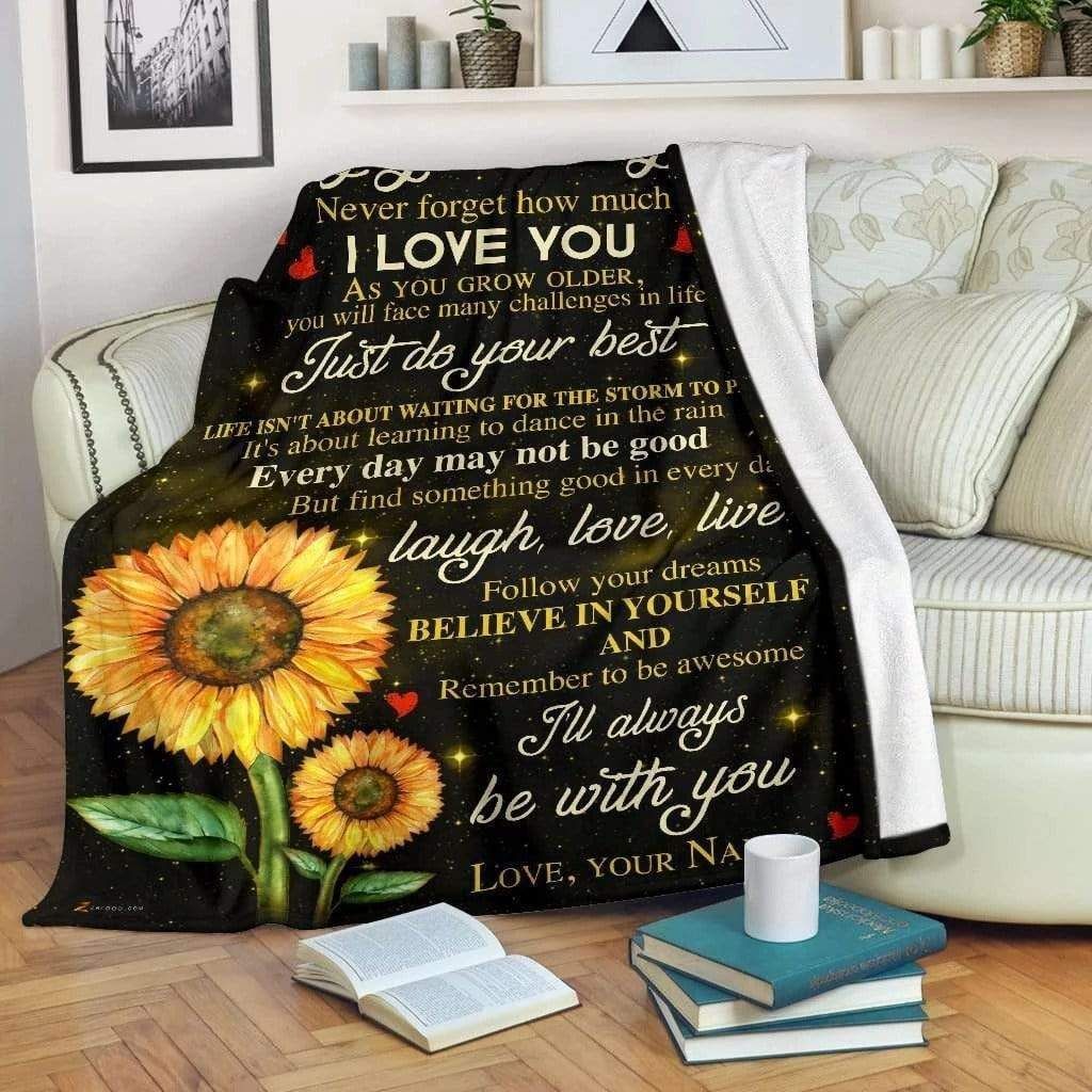 Granddaughter To My Granddaughter Never Forget How Much I Love You I’Ll Always Be With You From Nana Sherpa Fleece Blanket