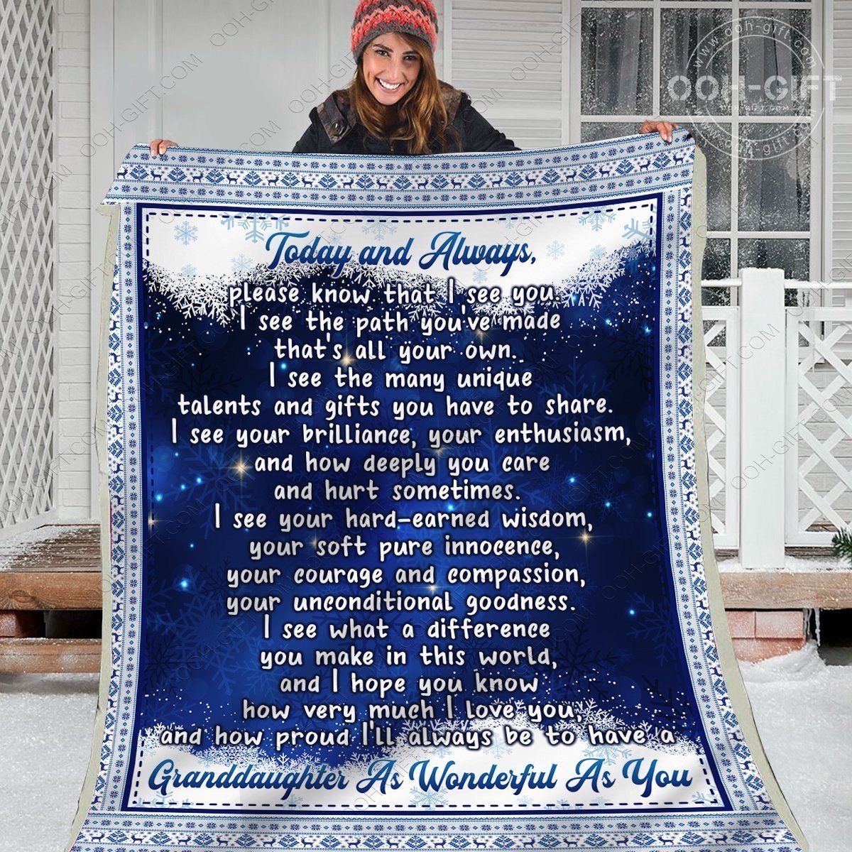 Granddaughter Today Always Sherpa Fleece Blanket