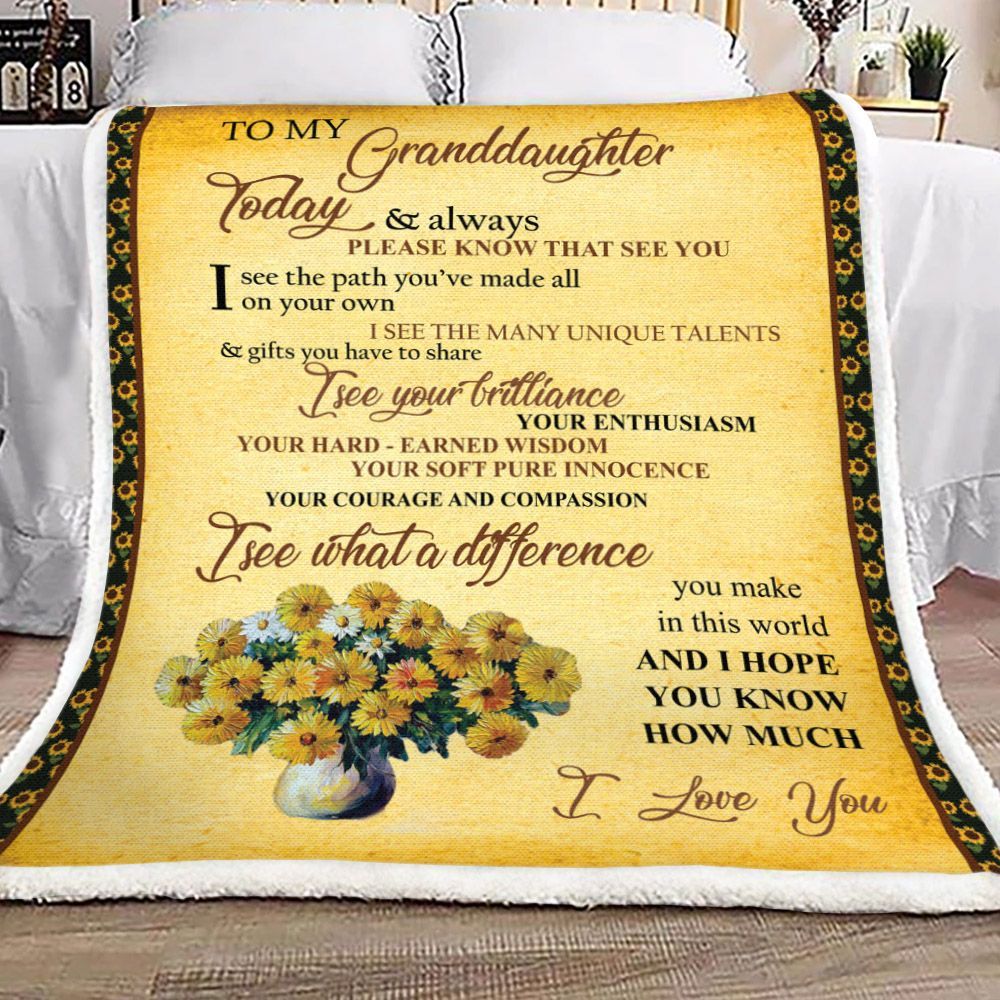 Granddaughter Today Always Home Garden Linens Sherpa Fleece Blanket