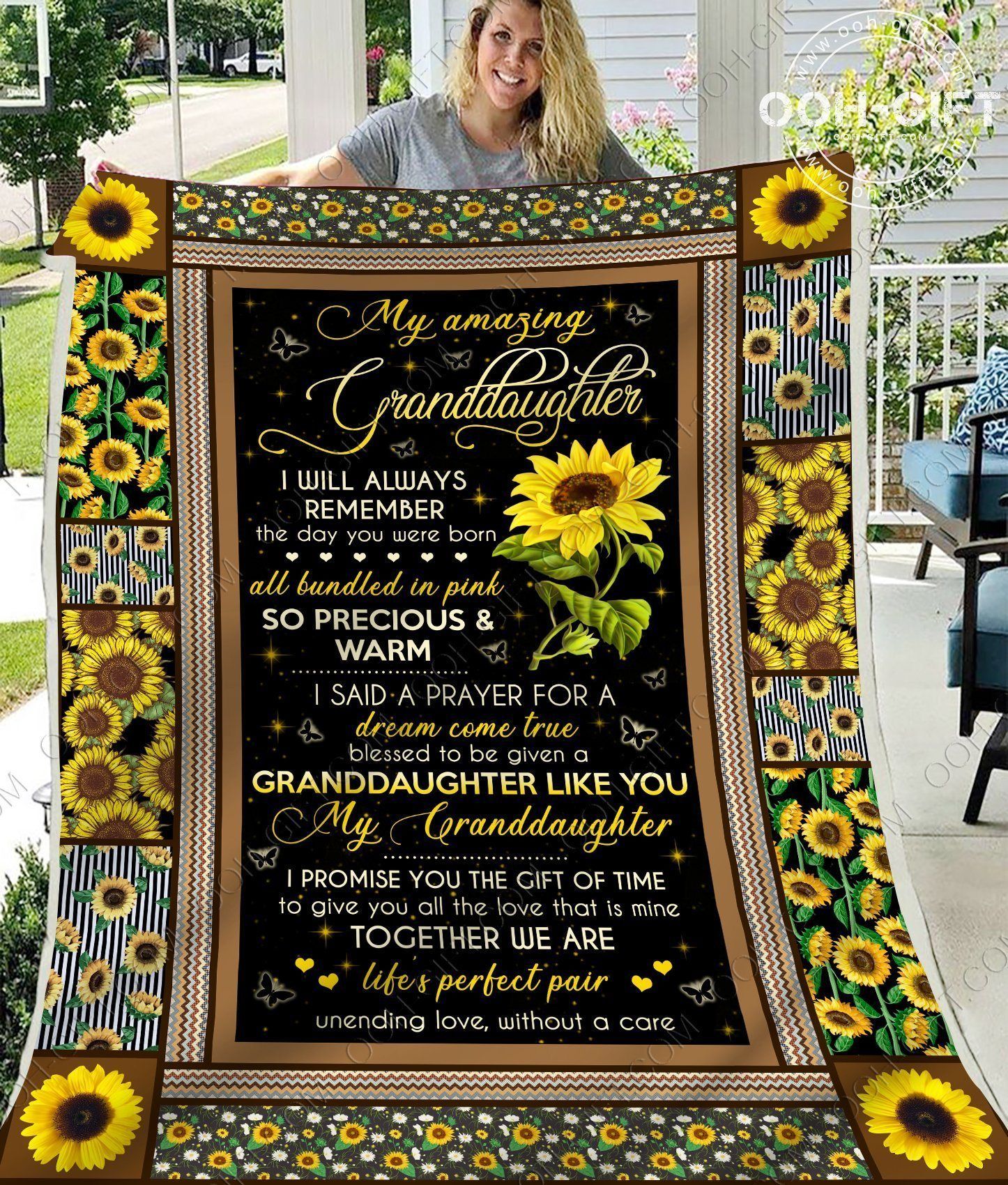 Granddaughter Unending Love Sherpa Fleece Blanket