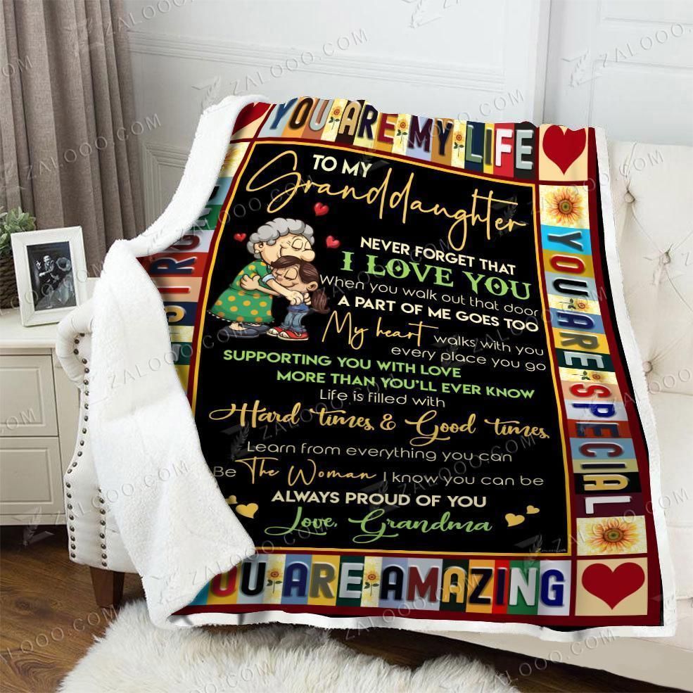 Granddaughter When You Walk Out That Door Sherpa Fleece Blanket