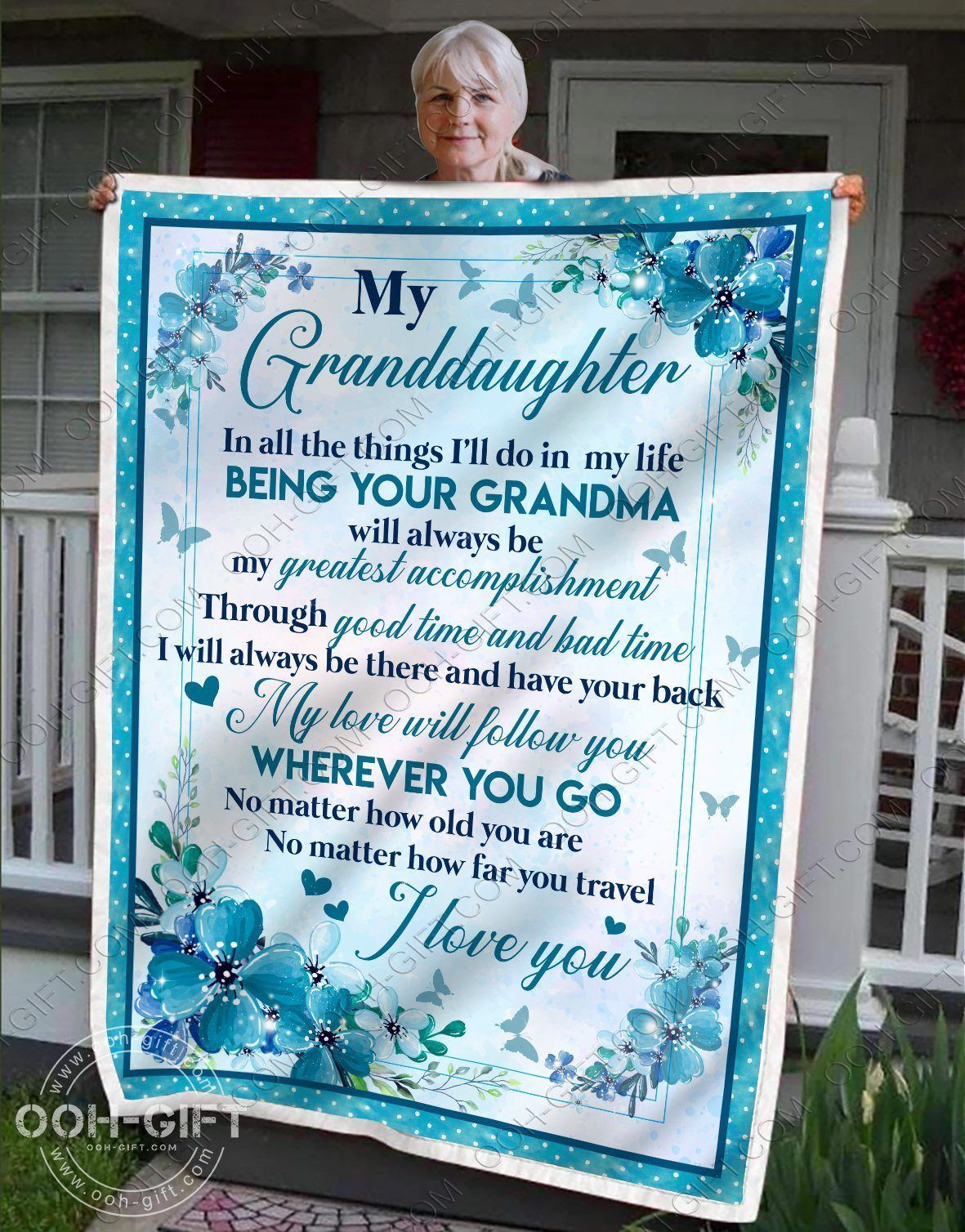 Granddaughter Wherever You Go Sherpa Fleece Blanket