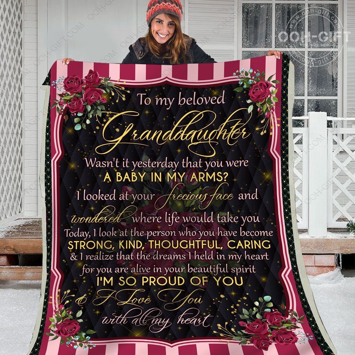 Granddaughter With All My Heart Sherpa Fleece Blanket