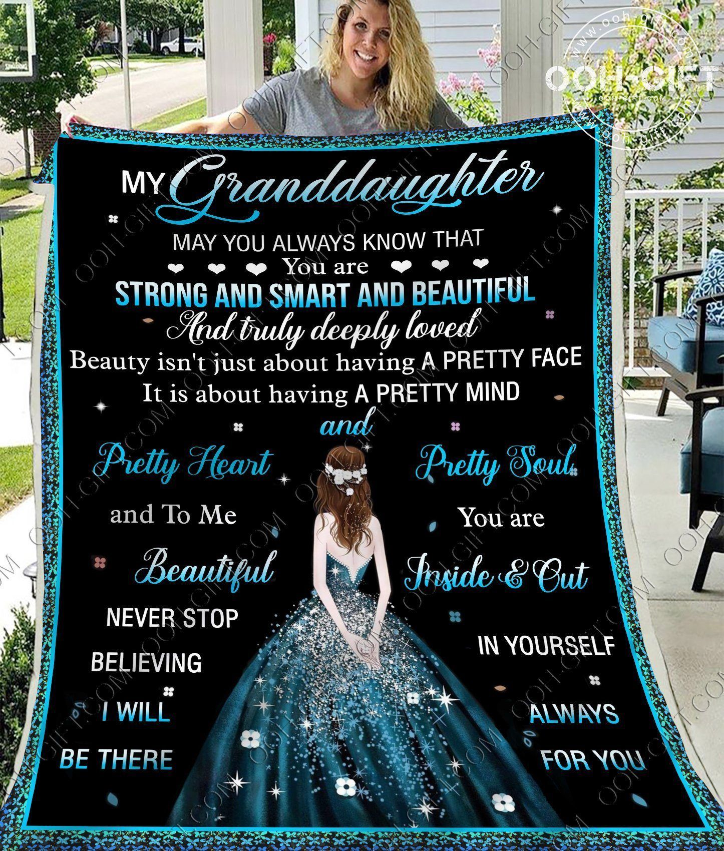 Granddaughter You Are Beautiful Sherpa Fleece Blanket