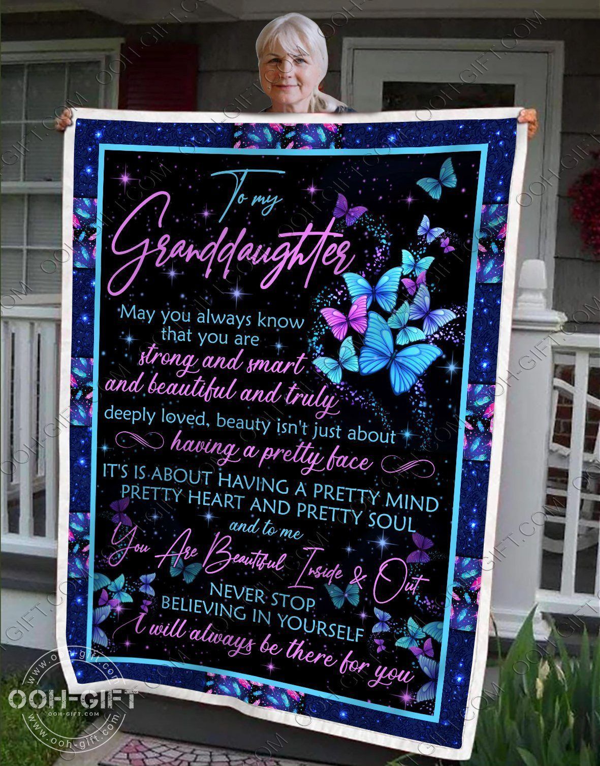 Granddaughter You Are Beautiful Sherpa Fleece Blanket