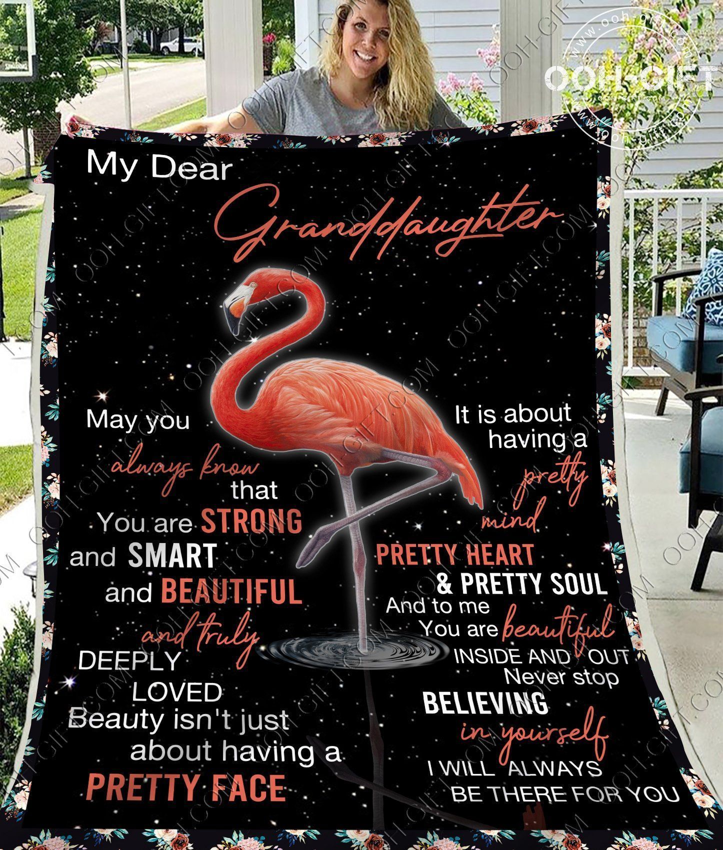 Granddaughter You Are Beautiful Inside And Out Sherpa Fleece Blanket