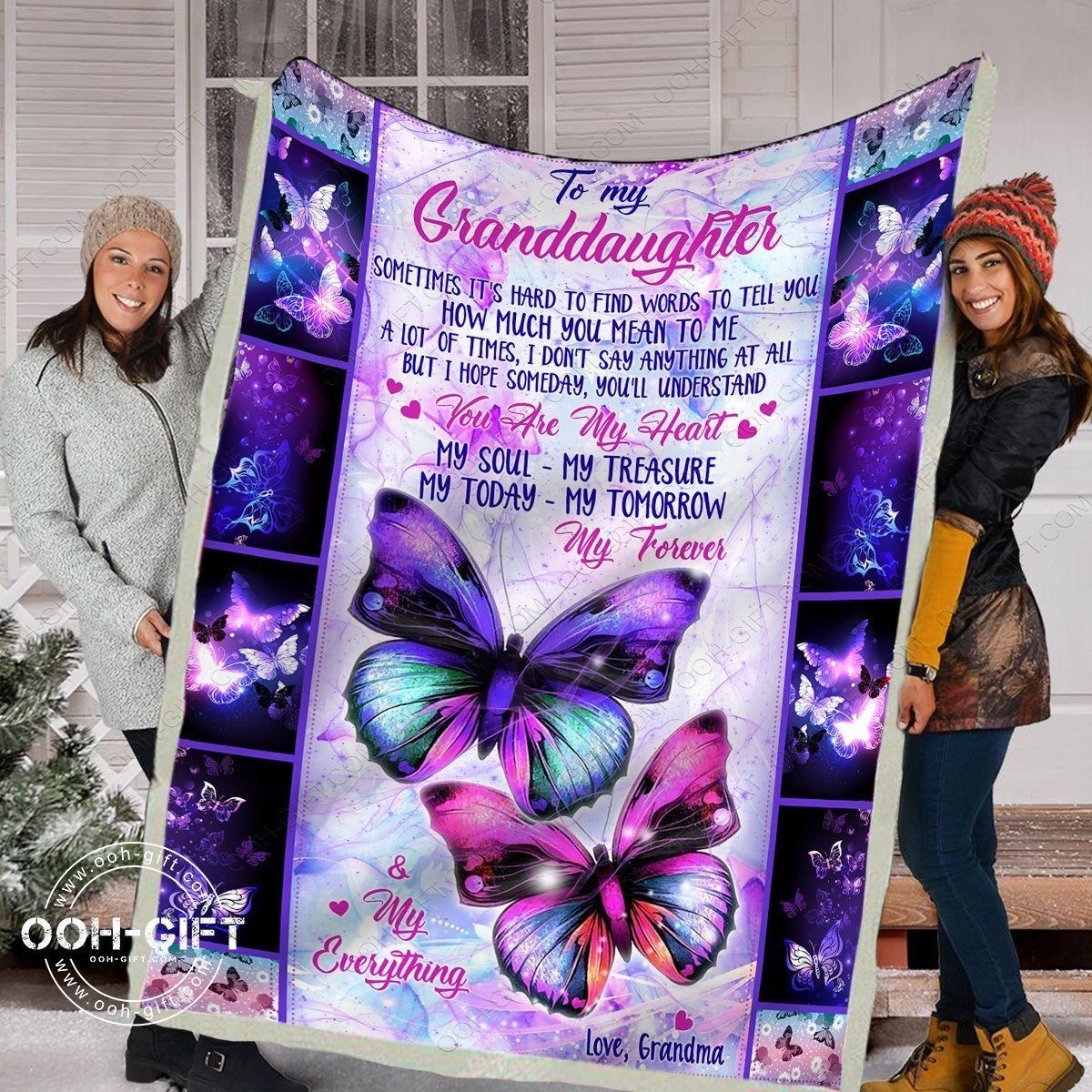 Granddaughter You Are My Heart Sherpa Fleece Blanket