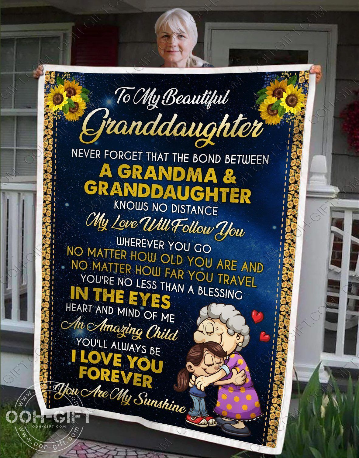 Granddaughter You Are My Sunshine Sherpa Fleece Blanket