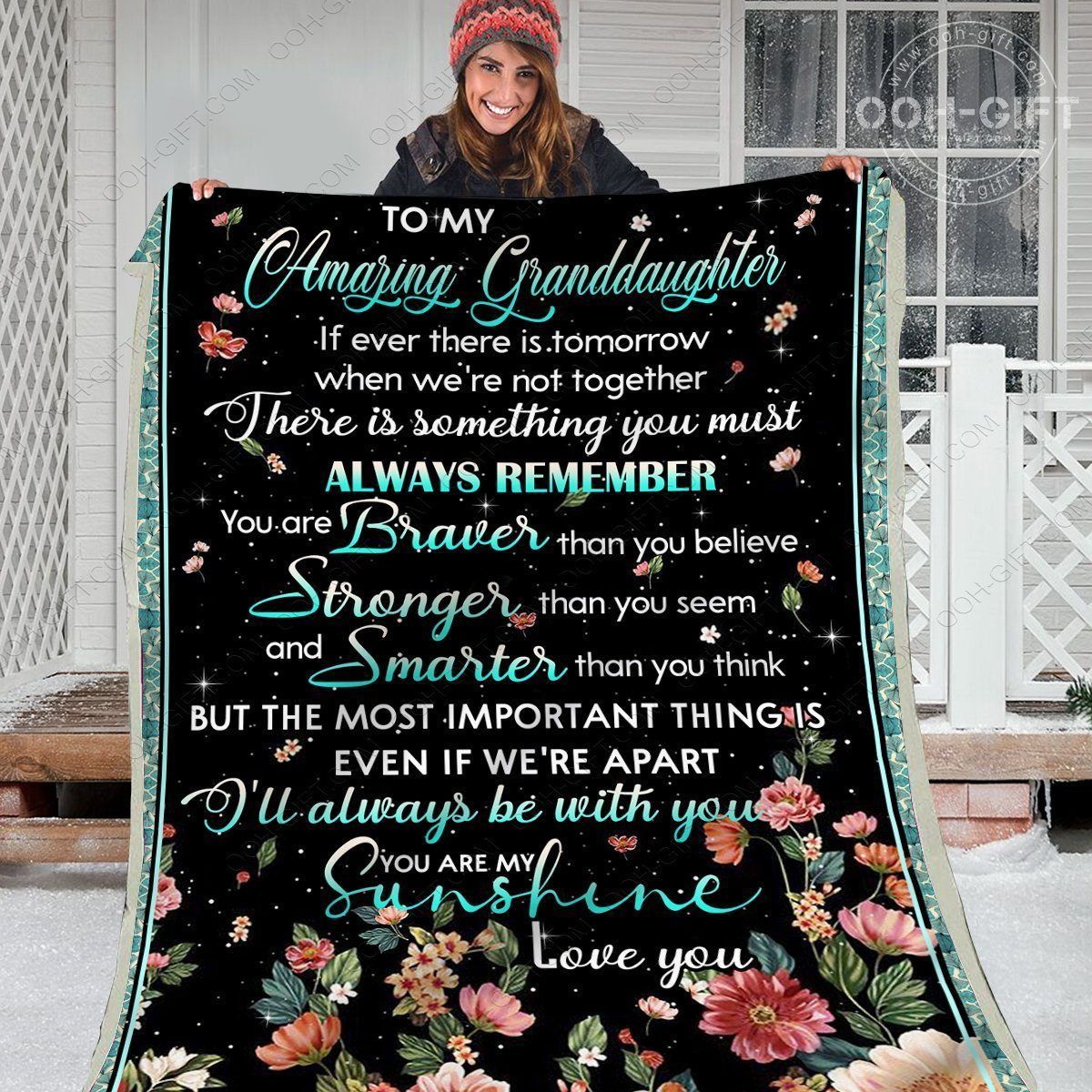 Granddaughter You Are My Sunshine Sherpa Fleece Blanket