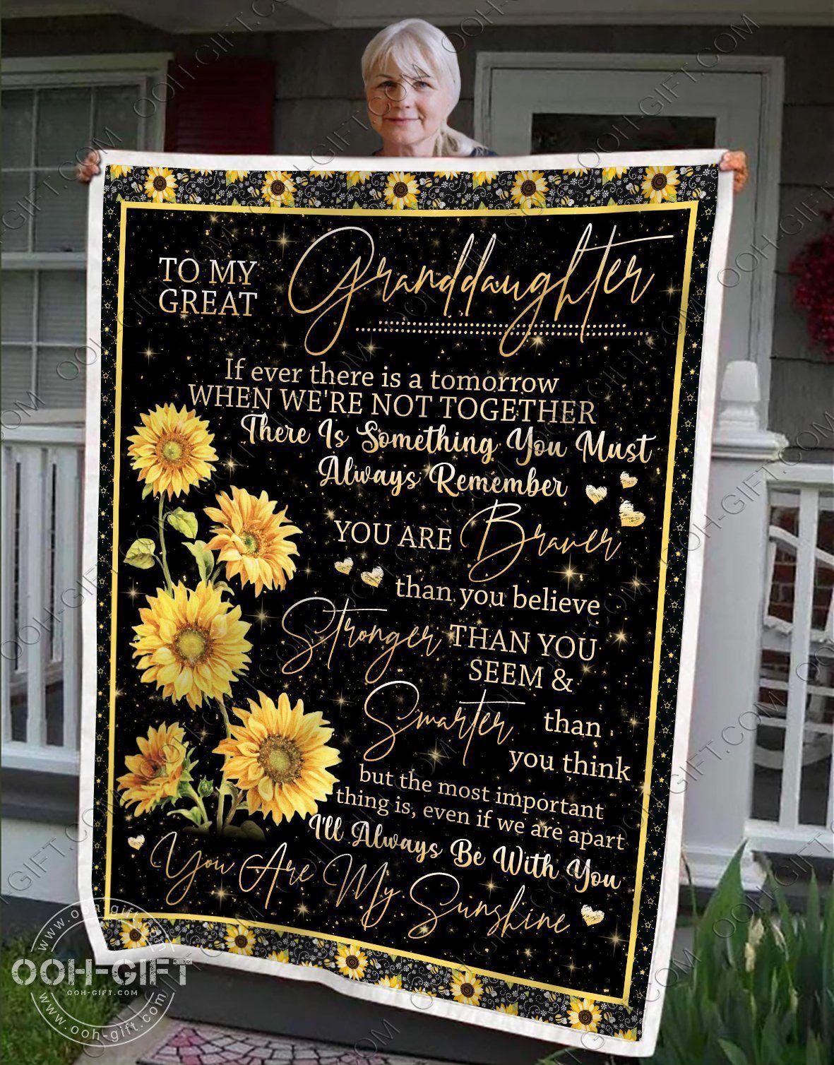 Granddaughter You Are My Sunshine Sherpa Fleece Blanket