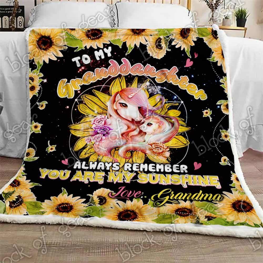 Granddaughter You Are My Sunshine Fleece Blanket