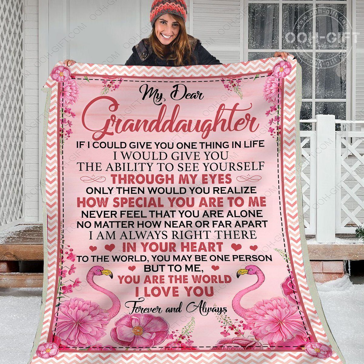 Granddaughter You Are The World Sherpa Fleece Blanket