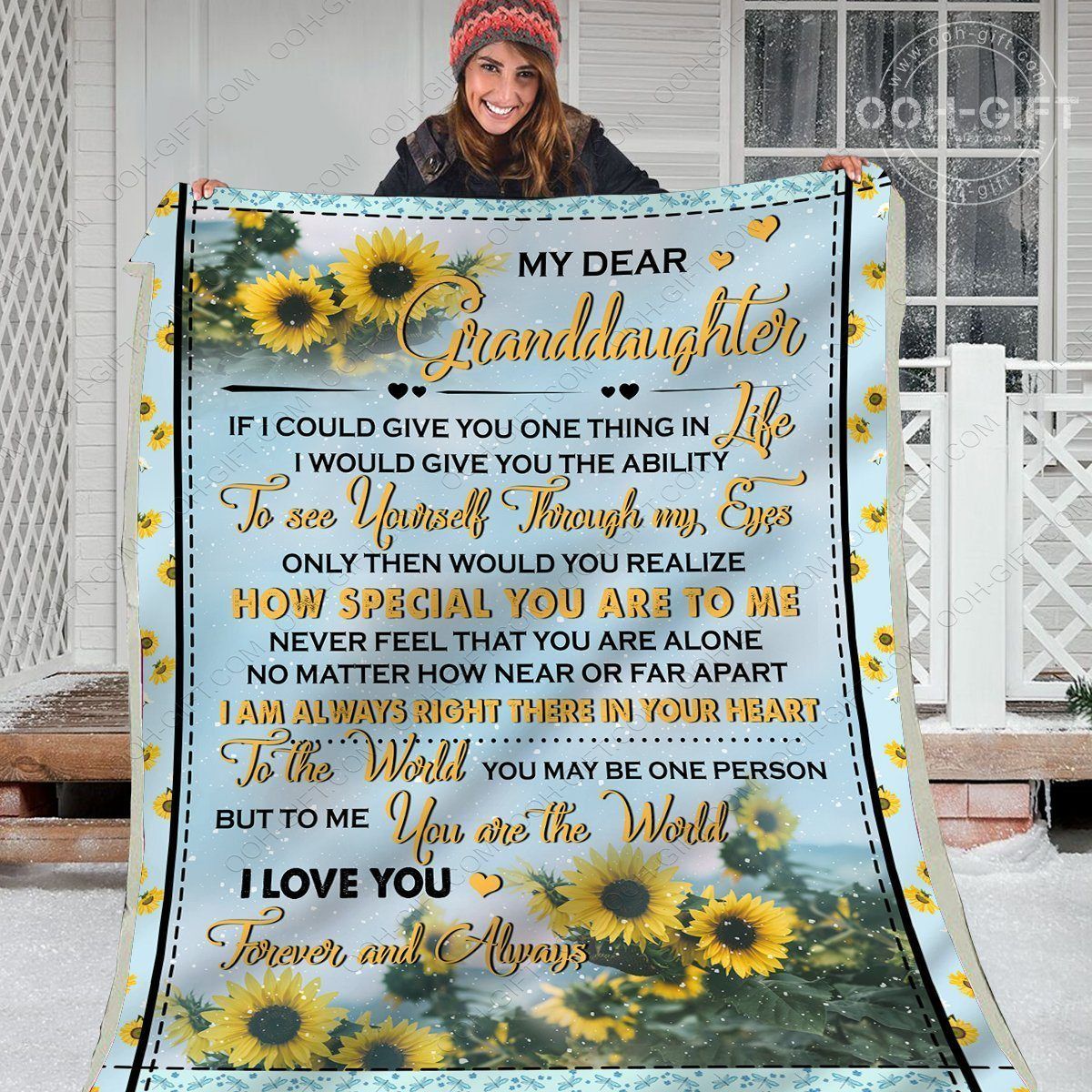 Granddaughter You Are The World Sherpa Fleece Blanket