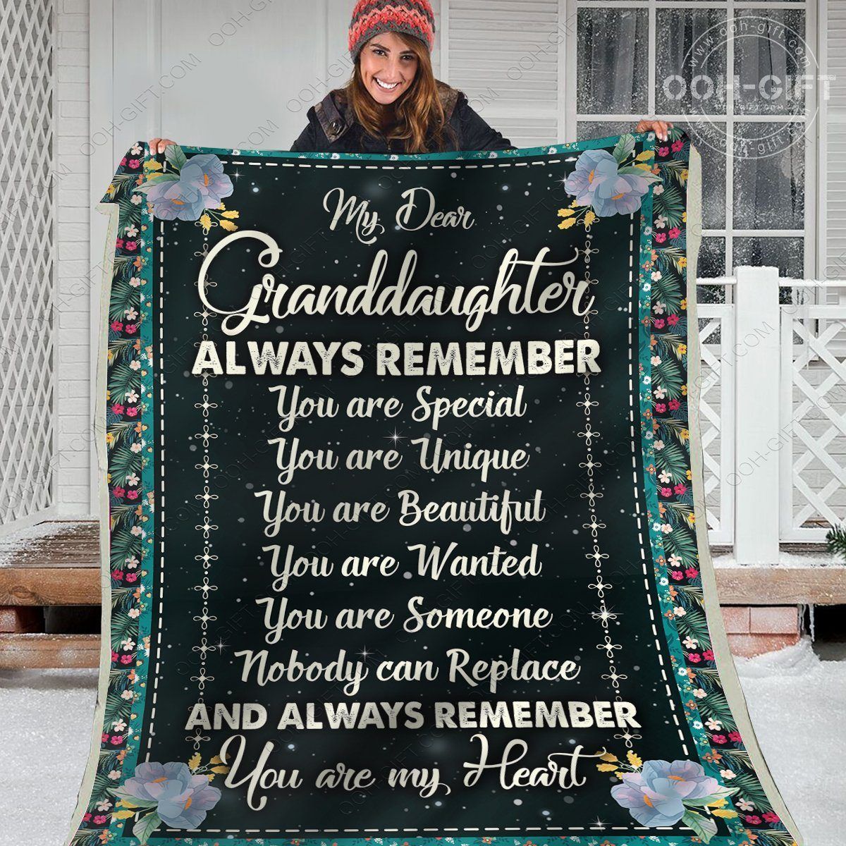Granddaughter You Are Unique Sherpa Fleece Blanket