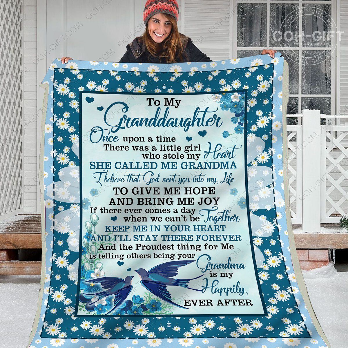 Granddaughter You Give Me Hope Sherpa Fleece Blanket