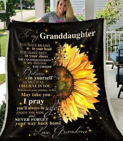 Granddaughter You Have Brains In Your Head Sherpa Fleece Blanket