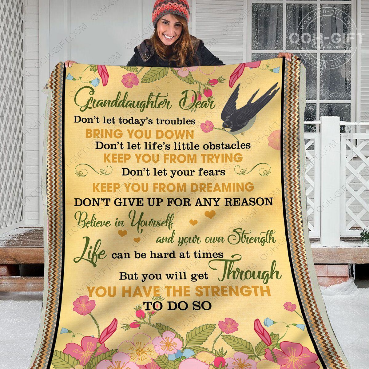 Granddaughter You Have Strength Sherpa Fleece Blanket