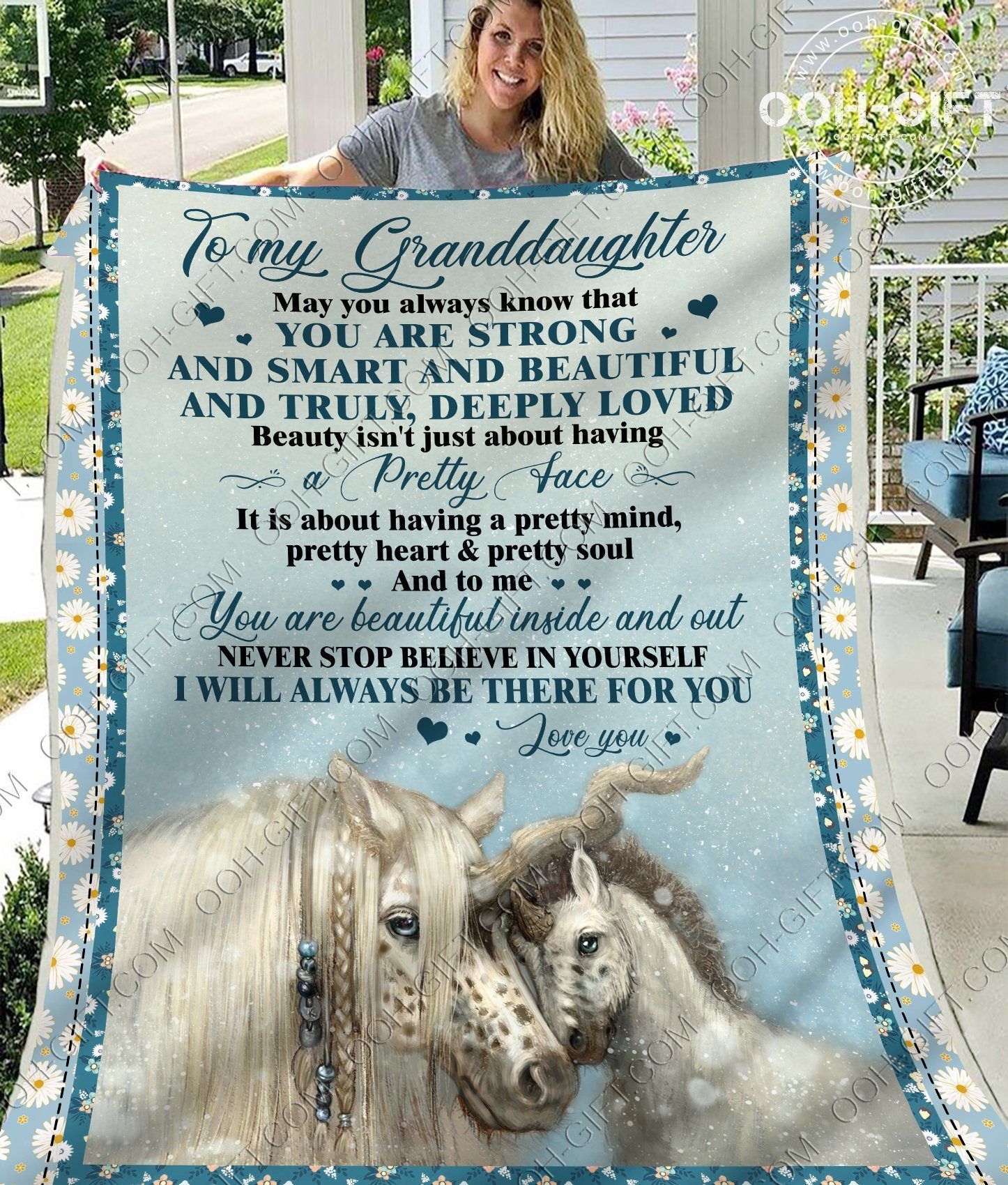 Granddaughter Youre Beautiful Inside And Outside Sherpa Fleece Blanket