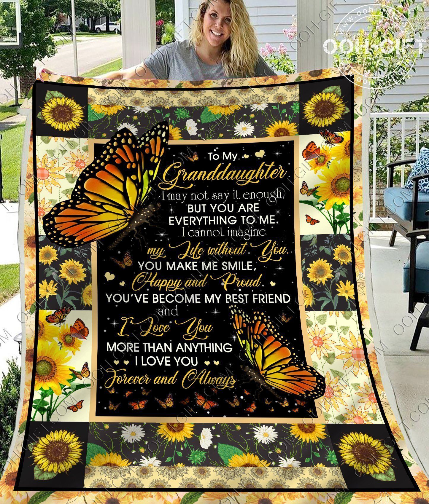 Granddaughter Youre Everything To Me Sherpa Fleece Blanket