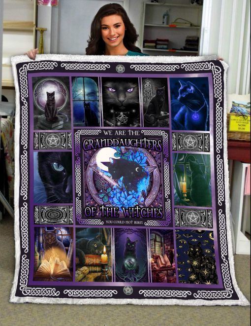 Granddaughters Of The Witches Black Cat Sherpa Fleece Blanket