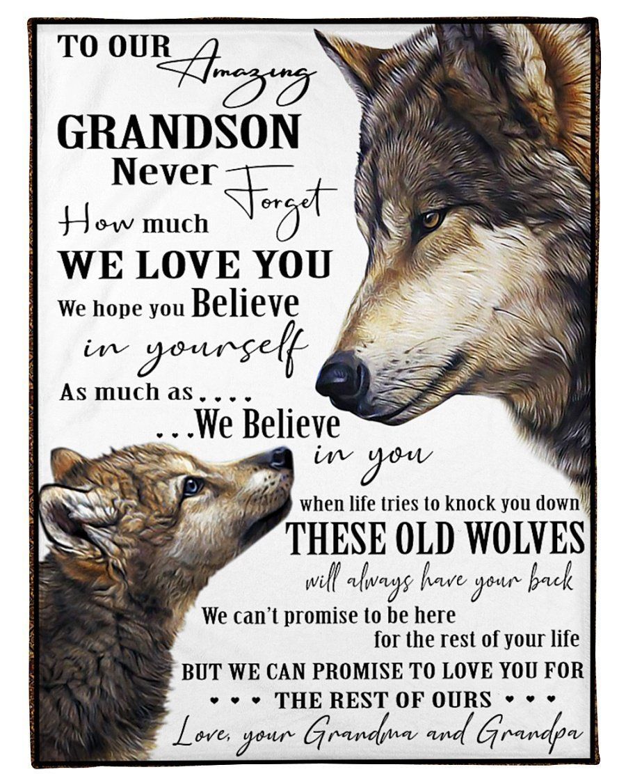 Grandma And Grandpa Gift For Grandson Never Forget How Much We Love You Fleece Blanket