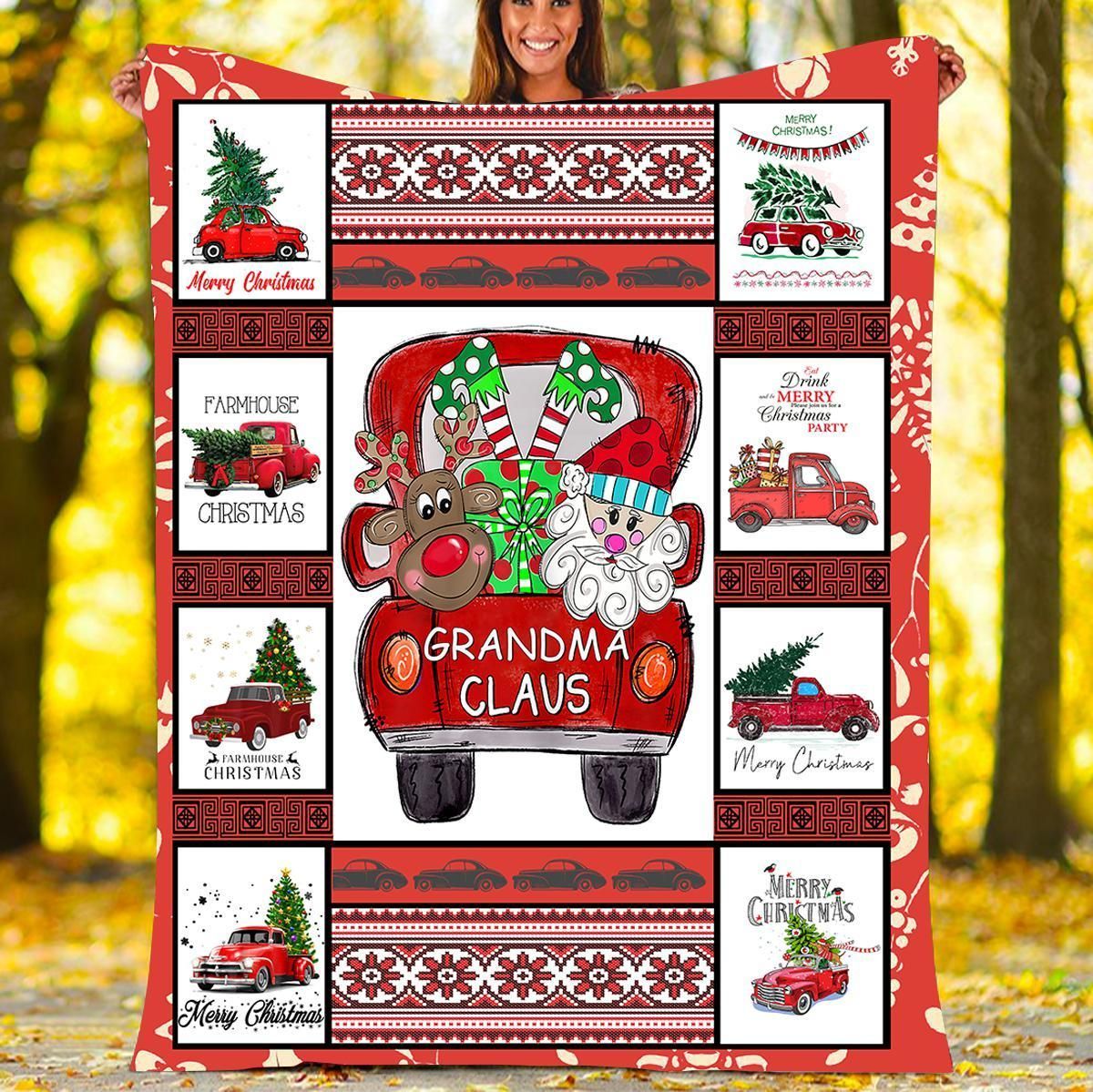 Grandma Claus Christmas Sherpa Fleece Blanket