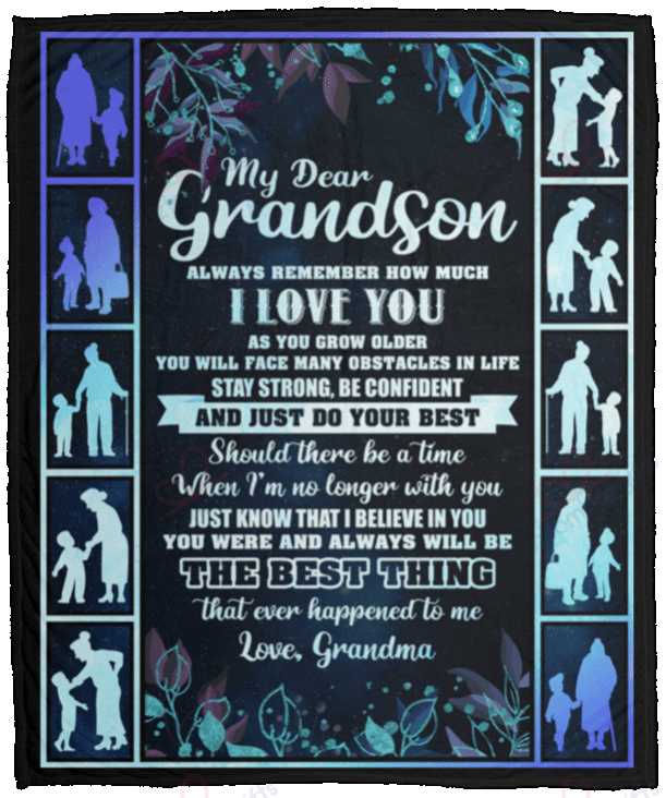 Grandma Dear Grandson Always Remember How Much I Love You Sherpa Fleece Blanket