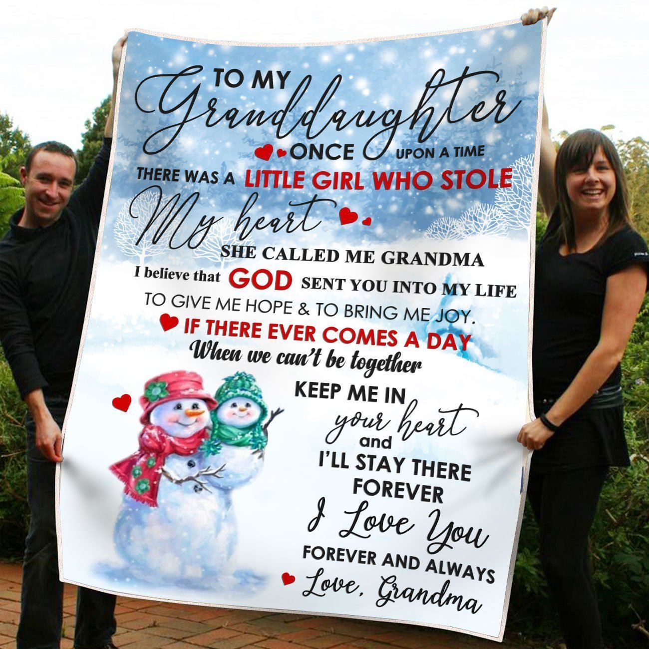 Grandma Gift For Granddaughter Fleece Blanket Snowman Little Girl