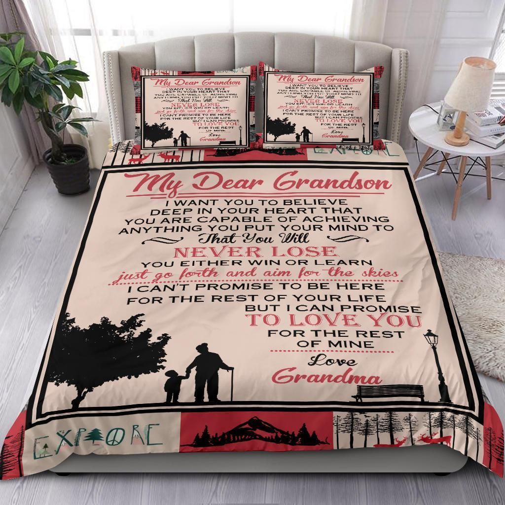 Grandma Giving Grandson Love You For The Rest Of Mine Bedding Set