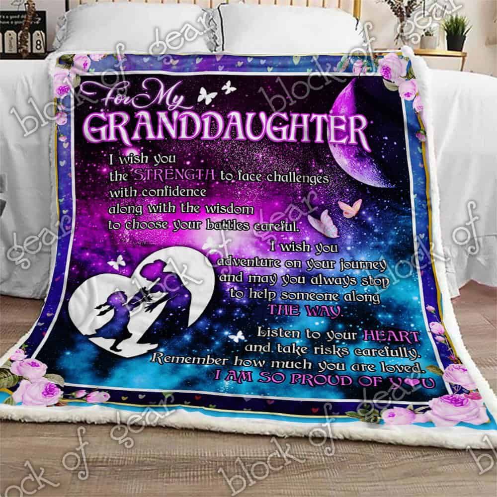 Grandma Granddaughter Butterfly Fleece Blanket