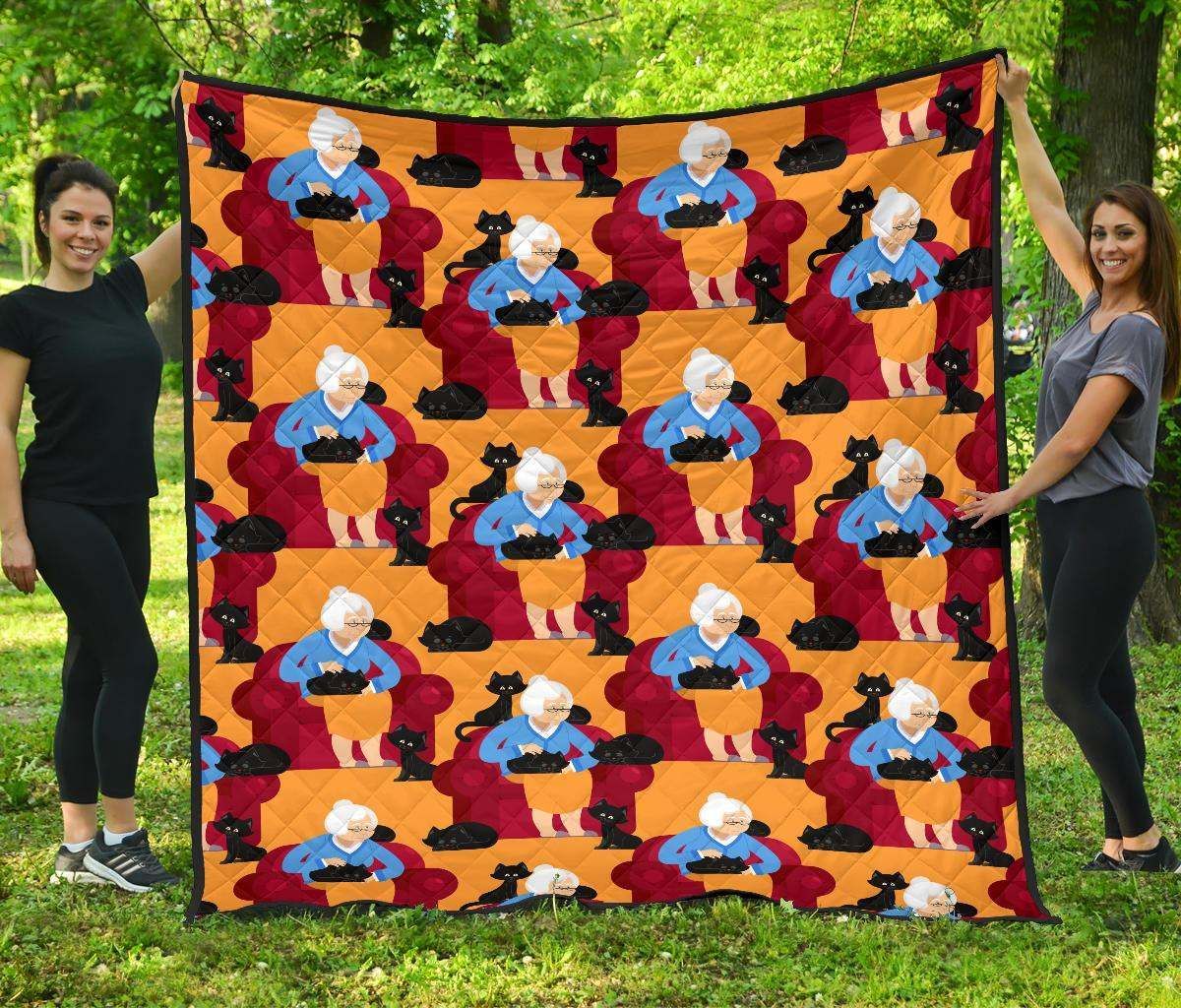 Grandma Nana Cat CL12100331MDQ Quilt Blanket