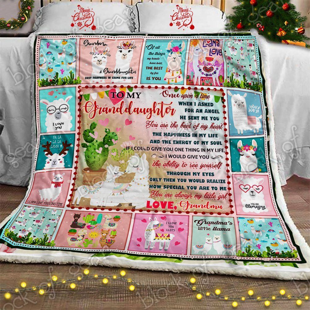 Grandma’s Little Llama Sherpa Fleece Blanket