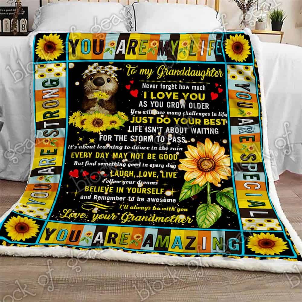 Grandma To Granddaughter Believe In Yourself Sherpa Fleece Blanket