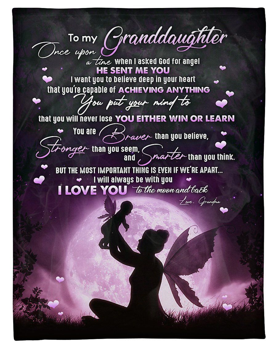 Grandma To Granddaughter Fairy When I Asked God For Angel Fleece Blanket Fleece Blanket