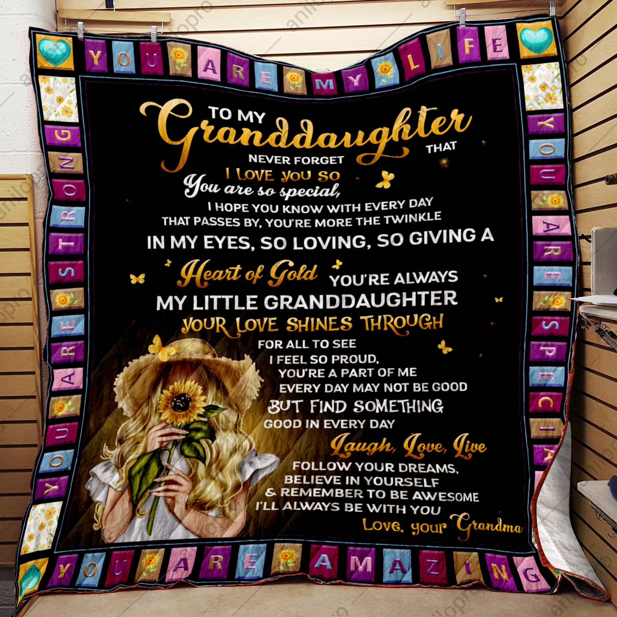 Grandma To Granddaughter Heart Of Gold Quilt Blanket DHC040120133TD