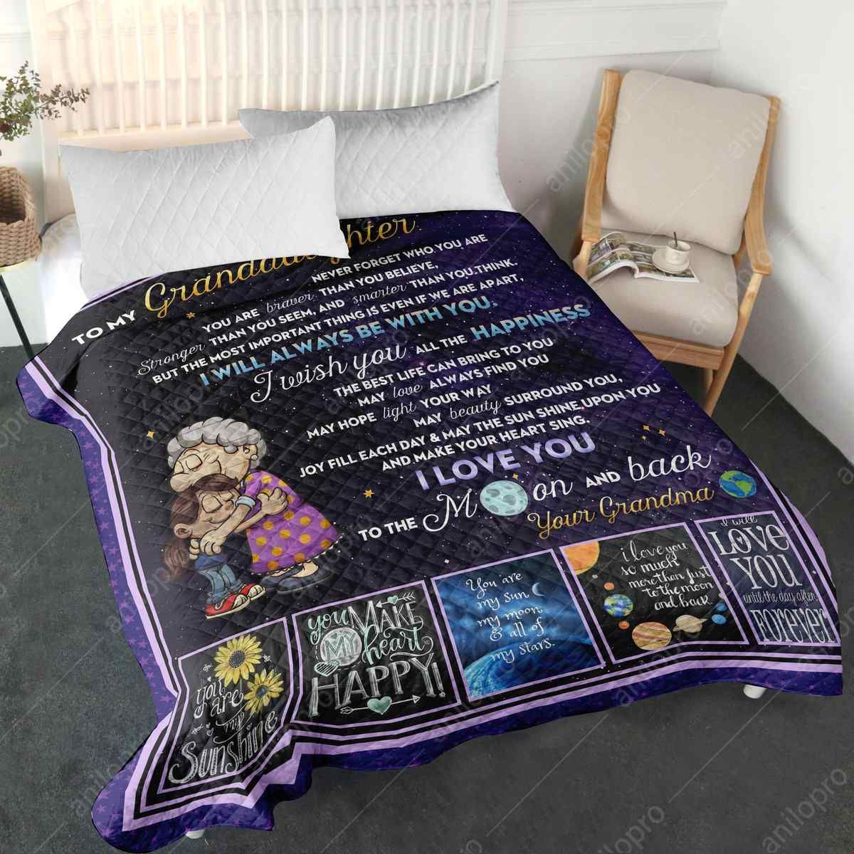 Grandma To Granddaughter I Wish You All The Happiness Quilt Blanket DHC040120145TD