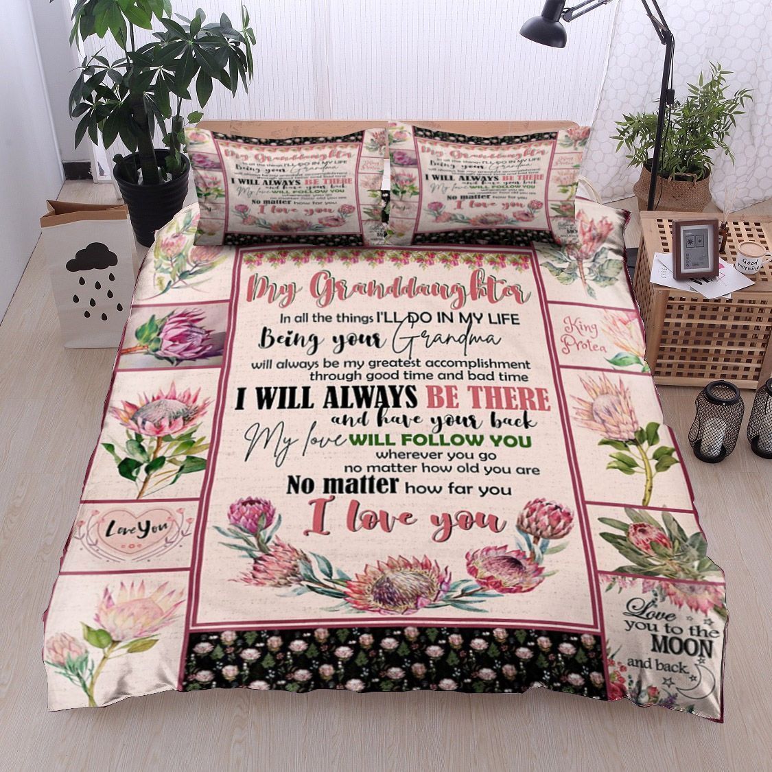 Grandma To Granddaughter King Protea Bedding Set
