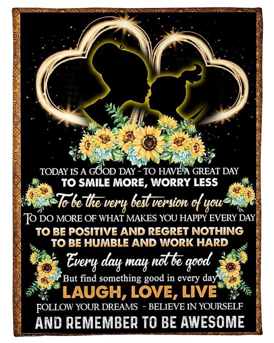 Grandma To Granddaughter To Smile More Worry Less Fleece Blanket