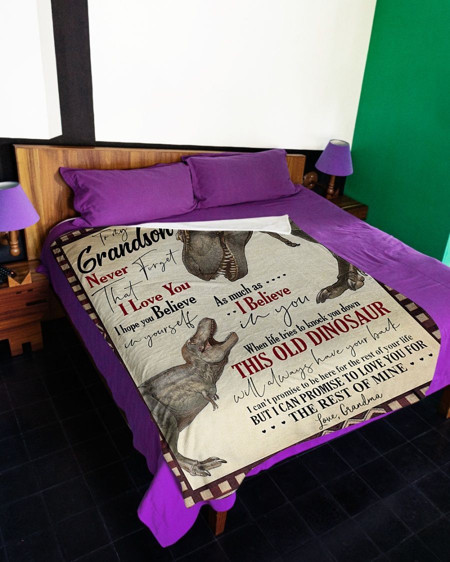 Grandma To Grandson Dinosaur Sherpa Fleece Blanket