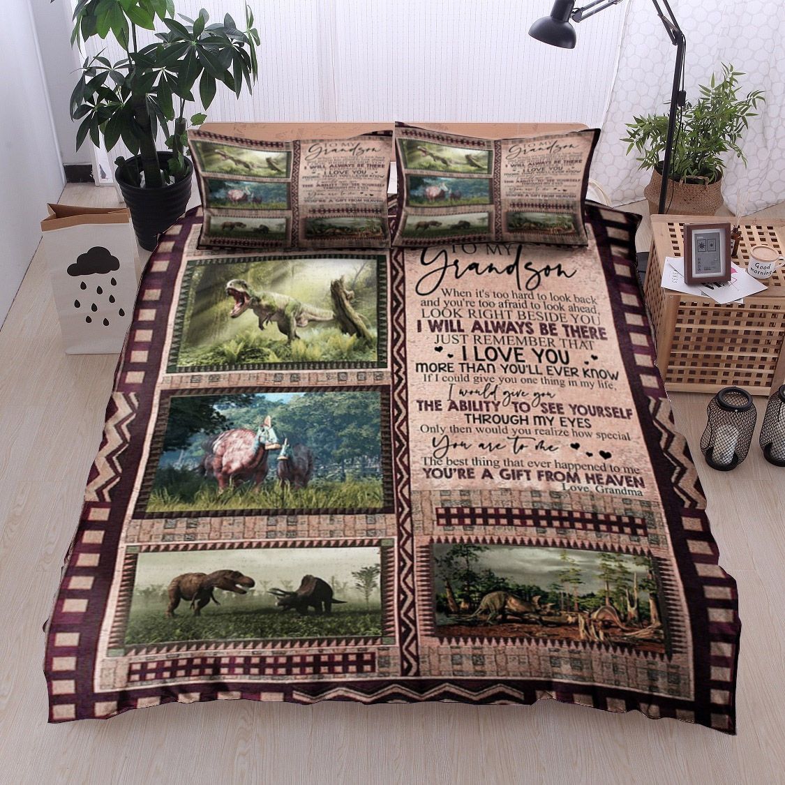 Grandma To Grandson Dinosaur Bedding Set