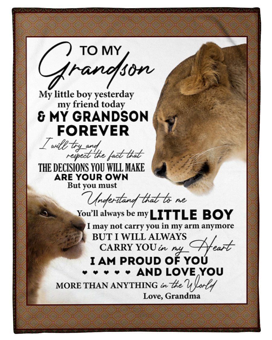Grandma To Grandson I’ll Always Carry You Lion Fleece Blanket Fleece Blanket