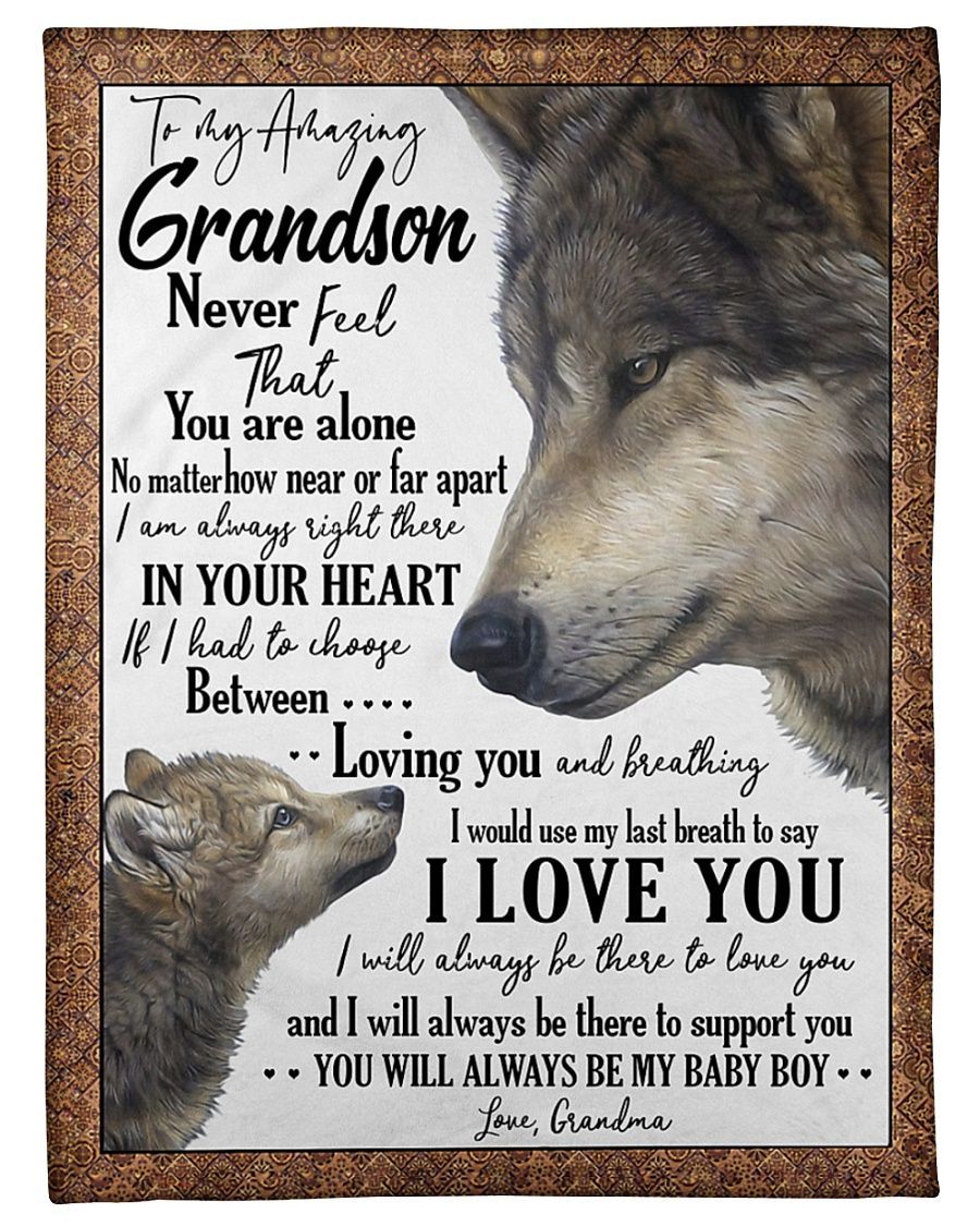 Grandma To Grandson In Your Heart Sherpa Fleece Blanket