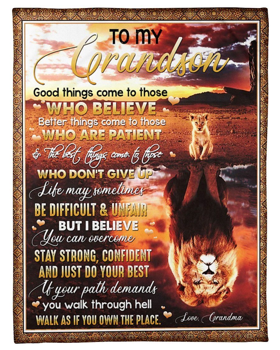 Grandma To Grandson Stay Strong Be Confident Fleece Blanket Fleece Blanket