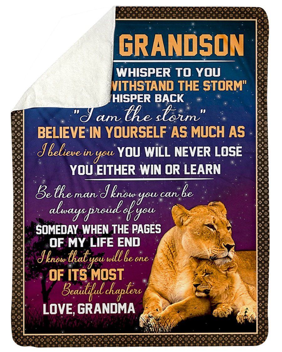 Grandma To Grandson You Will Never Lose Fleece Blanket Sherpa Blanket