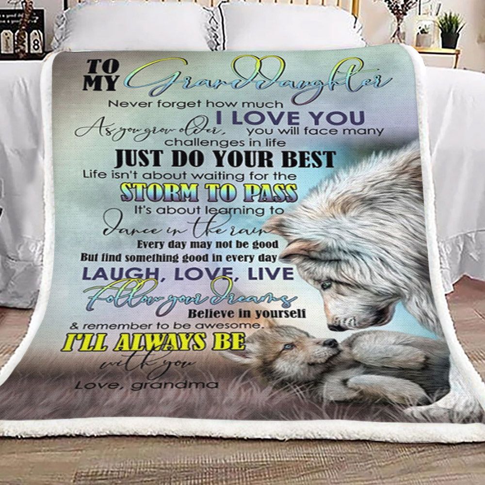 Grandma Wolf To Granddaughter Sherpa Fleece Blanket