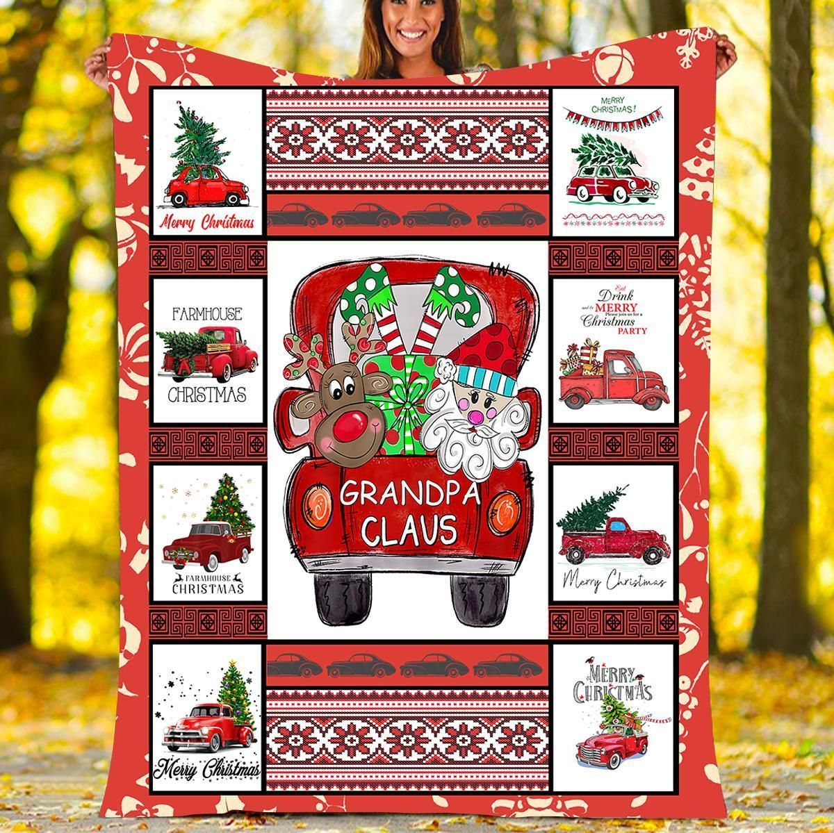 Grandpa Claus Christmas Sherpa Fleece Blanket