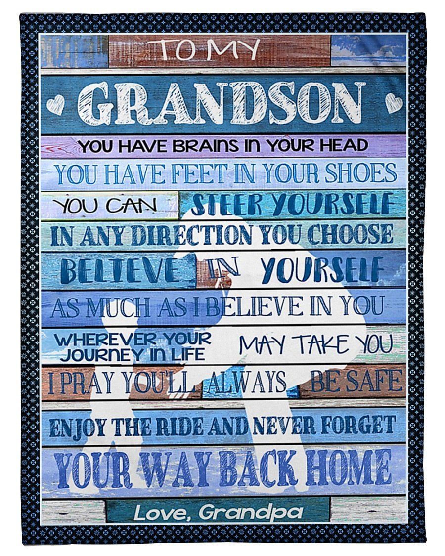 Grandpa To My Grandson Fleece Blanket Enjoy The Ride Wooden Board Fleece Blanket