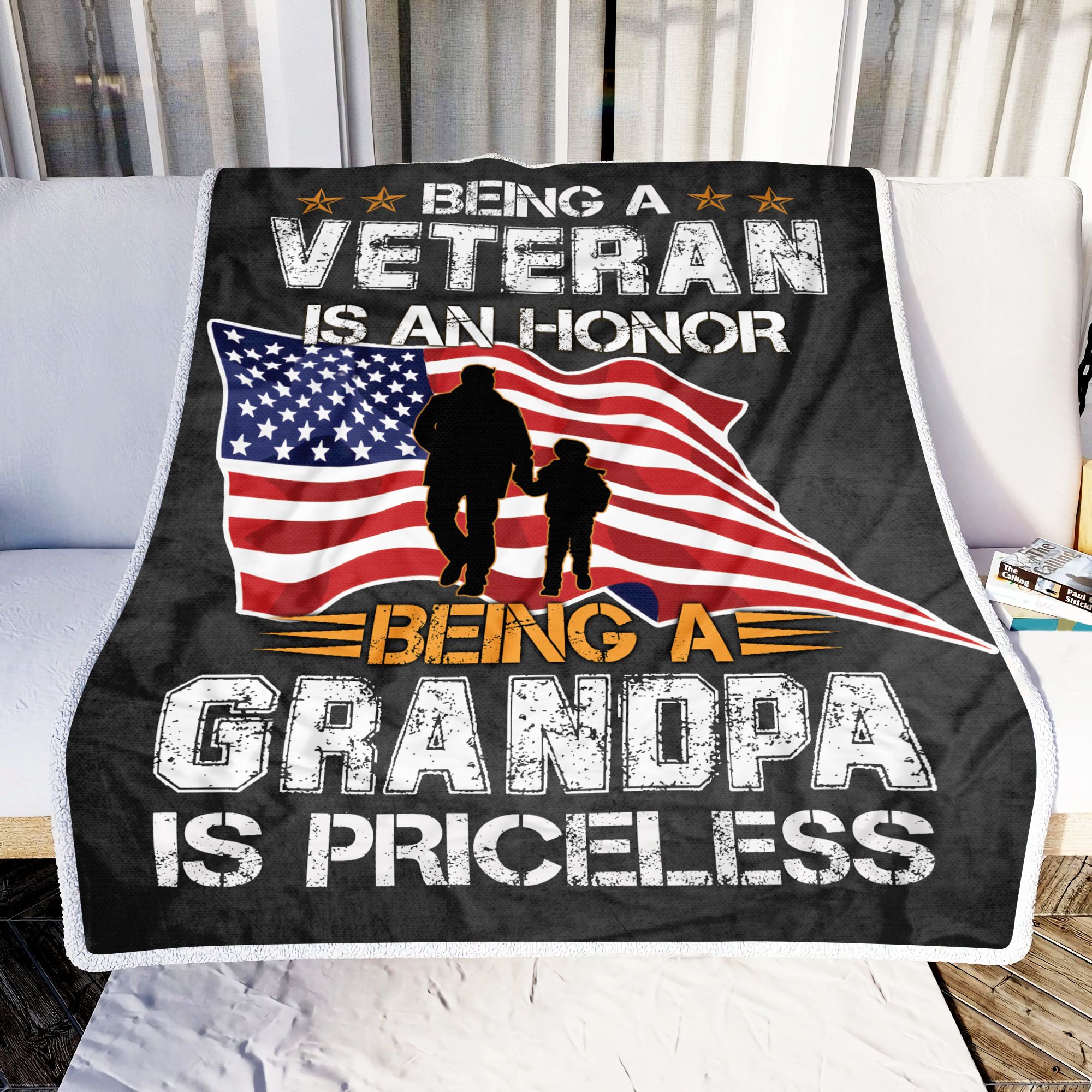 Grandpa Veteran Fleece Blanket