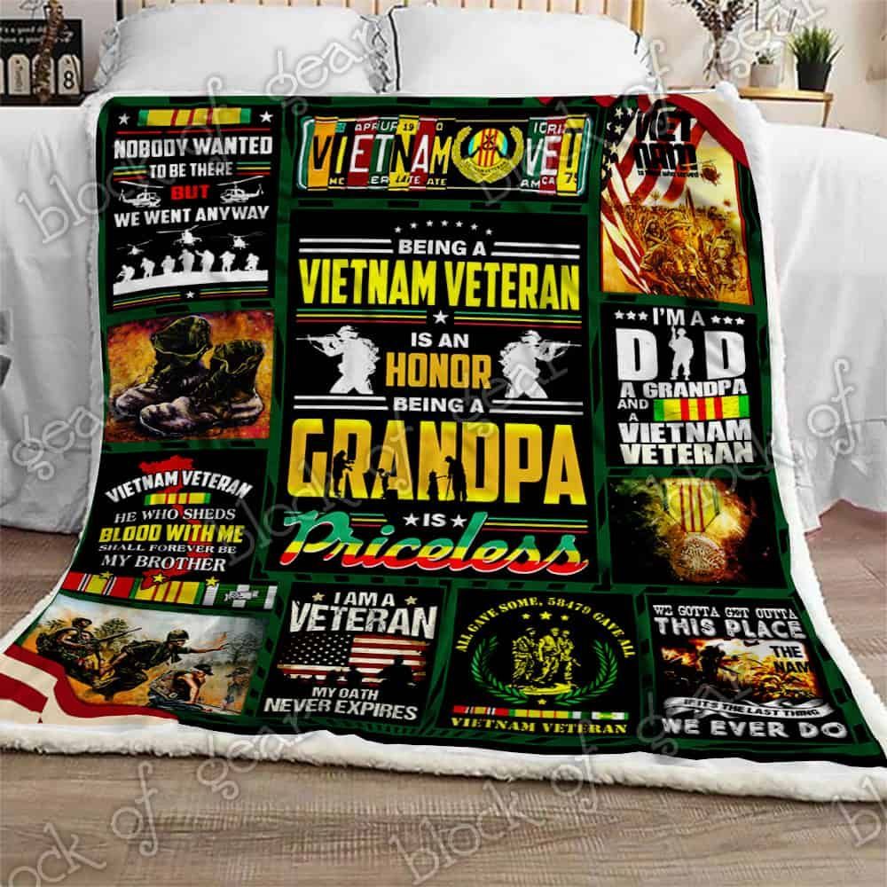 Grandpa Vietnam Veteran Fleece Blanket