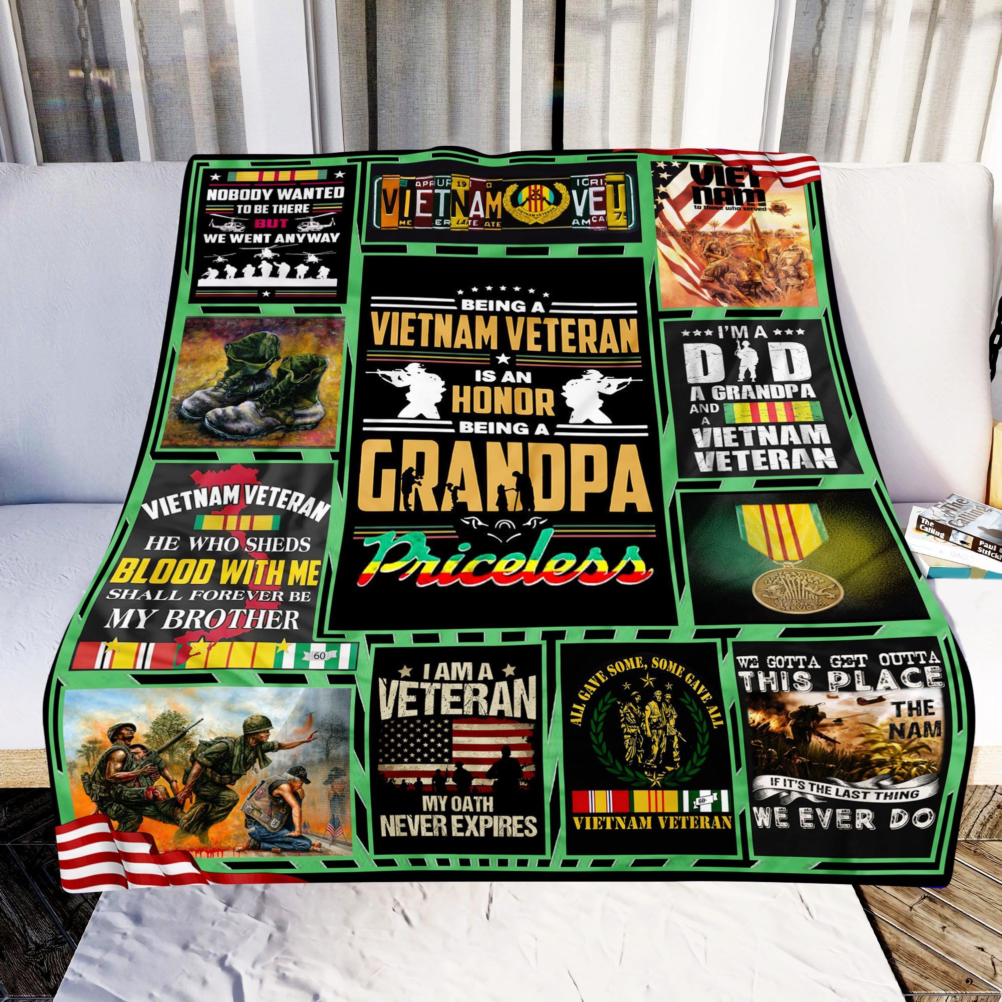 Grandpa Vietnam Veteran Sherpa Fleece Blanket